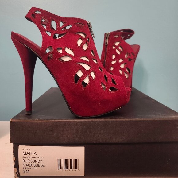 Sole Society Brand New in Box Burgundy platform slingback bootie heels, size 8M - Picture 1 of 3